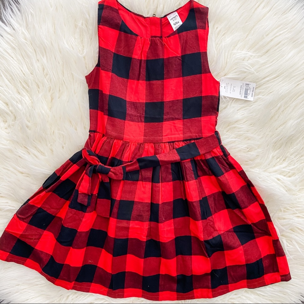 NWT Carter’s Buffalo Print Waist Tie Dress